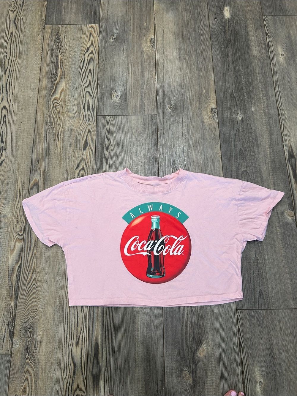 Coca-Cola Pink Tee with Red & Teal Logo- medium